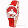 Leather Strap 3-5ATM Waterproof Christmas Quartz Watch